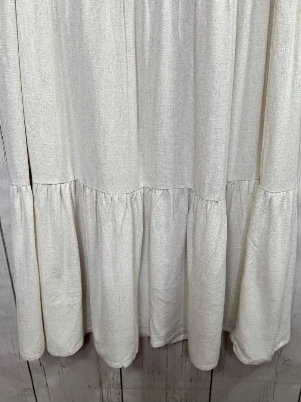 Rachel Zoe Cream Linen Blend Tiered Maxi Skirt Size XL Boho Cottagecore Coastal